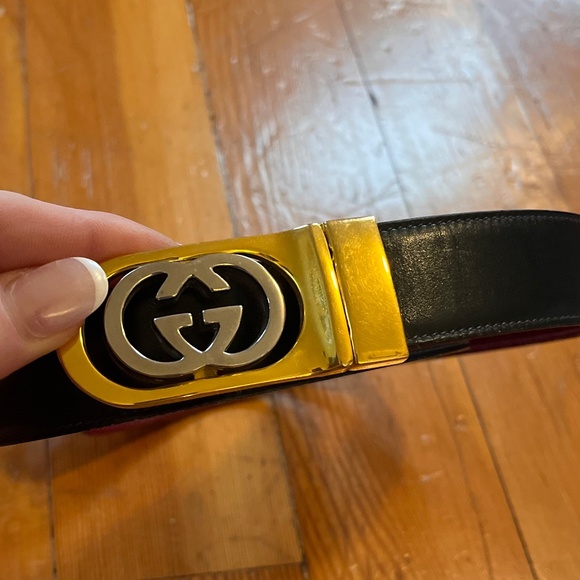 GUCCI 1970\'s Leather Gold tone/Silver Tone Belt main image 6